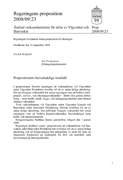 Omslaget till prop. 2008/09:23