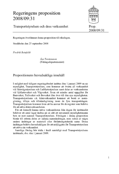 Omslaget till prop. 2008/09:31