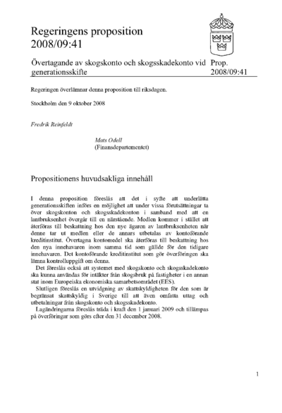 Omslaget till prop. 2008/09:41