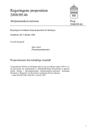 Omslaget till prop. 2008/09:46