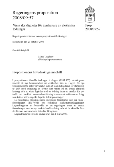 Omslaget till prop. 2008/09:57