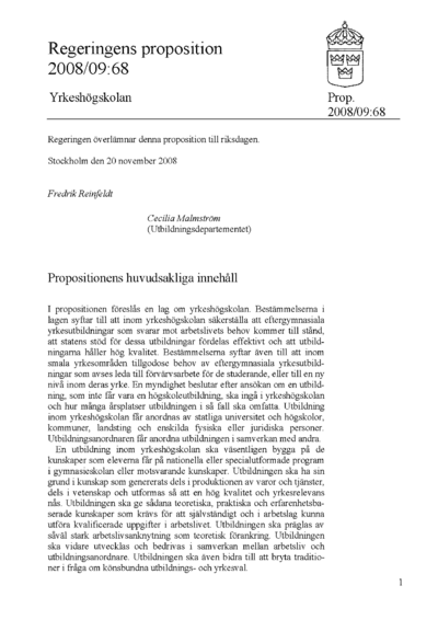Omslaget till prop. 2008/09:68