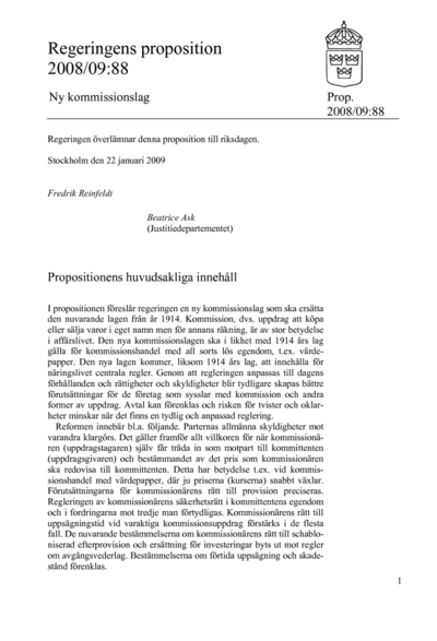 Omslaget till prop. 2008/09:88