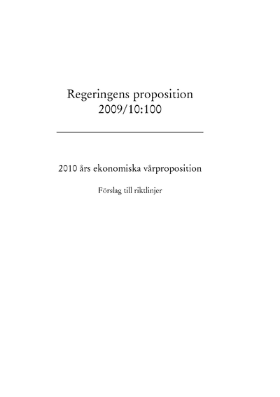 Omslaget till prop. 2009/10:100