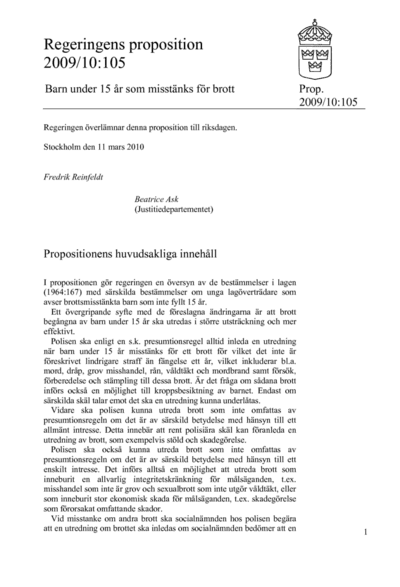 Omslaget till prop. 2009/10:105
