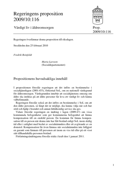 Omslaget till prop. 2009/10:116