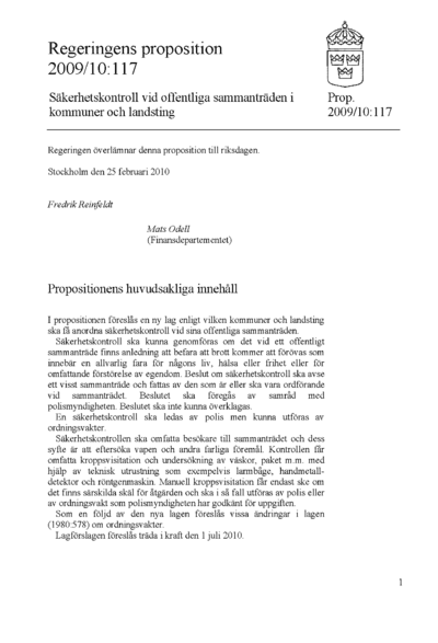 Omslaget till prop. 2009/10:117