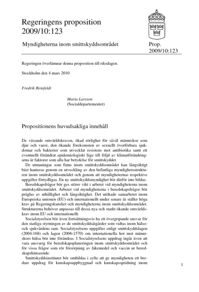 Omslaget till prop. 2009/10:123