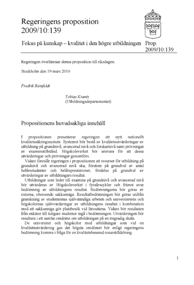 Omslaget till prop. 2009/10:139
