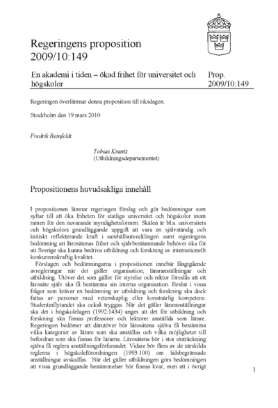 Omslaget till prop. 2009/10:149