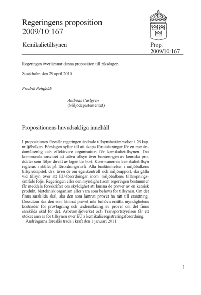 Omslaget till prop. 2009/10:167
