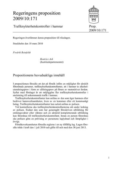 Omslaget till prop. 2009/10:171