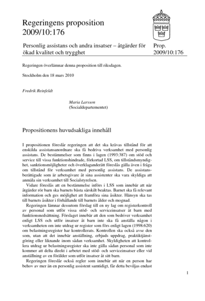 Omslaget till prop. 2009/10:176