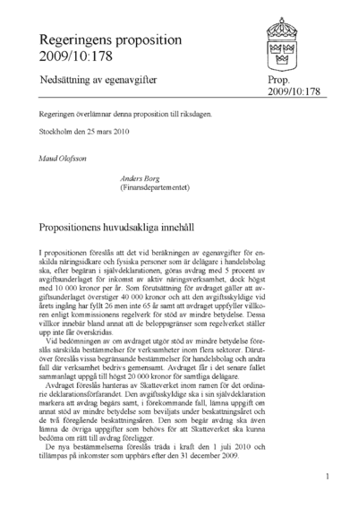 Omslaget till prop. 2009/10:178
