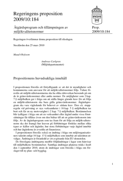 Omslaget till prop. 2009/10:184