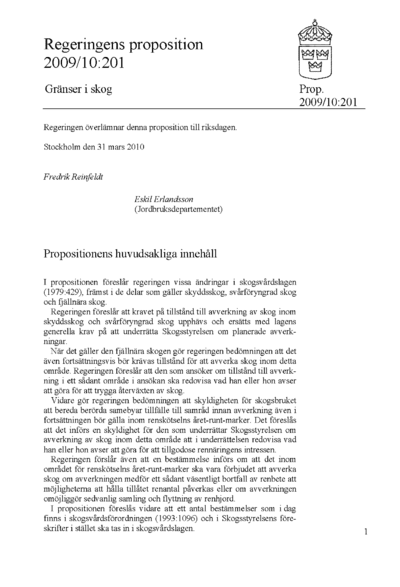 Omslaget till prop. 2009/10:201