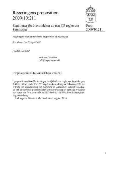 Omslaget till prop. 2009/10:211
