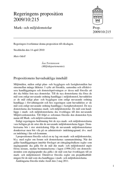 Omslaget till prop. 2009/10:215