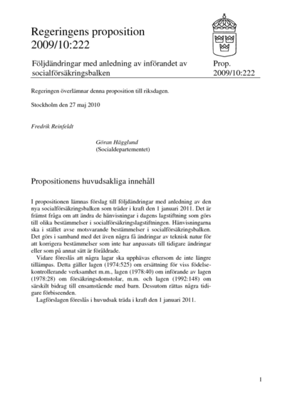 Omslaget till prop. 2009/10:222