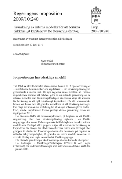 Omslaget till prop. 2009/10:240