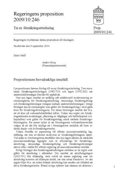 Omslaget till prop. 2009/10:246