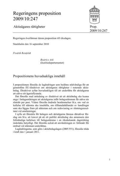 Omslaget till prop. 2009/10:247