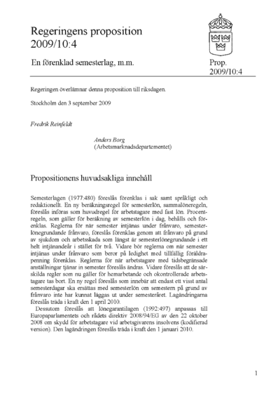 Omslaget till prop. 2009/10:4