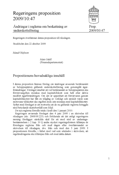 Omslaget till prop. 2009/10:47