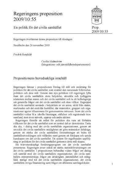 Omslaget till prop. 2009/10:55