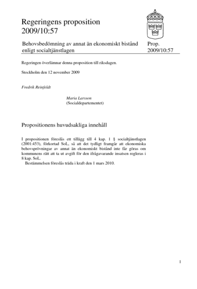 Omslaget till prop. 2009/10:57