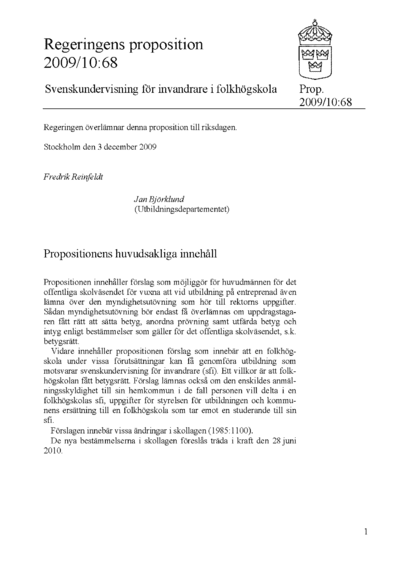 Omslaget till prop. 2009/10:68