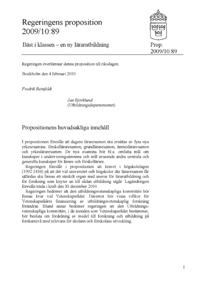 Omslaget till prop. 2009/10:89