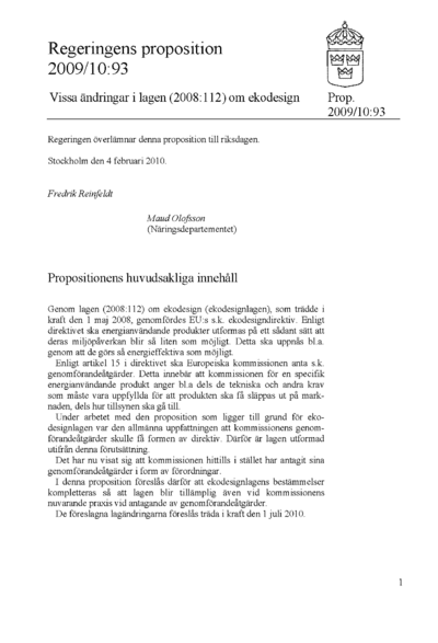 Omslaget till prop. 2009/10:93