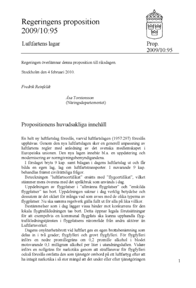 Omslaget till prop. 2009/10:95