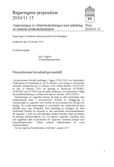 Omslaget till prop. 2010/11:13