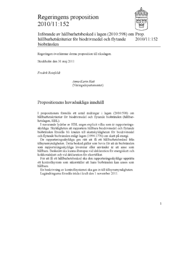Omslaget till prop. 2010/11:152