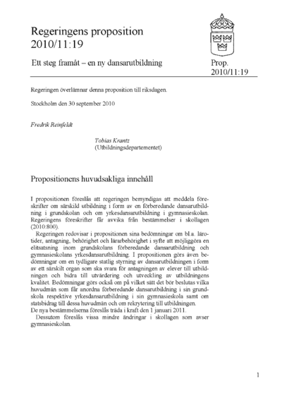 Omslaget till prop. 2010/11:19