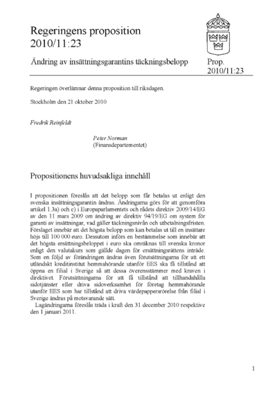 Omslaget till prop. 2010/11:23