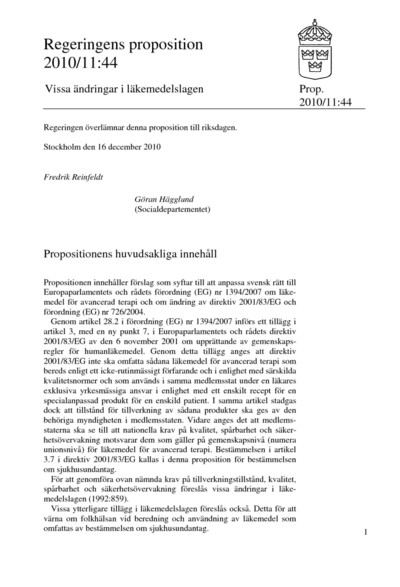 Omslaget till prop. 2010/11:44