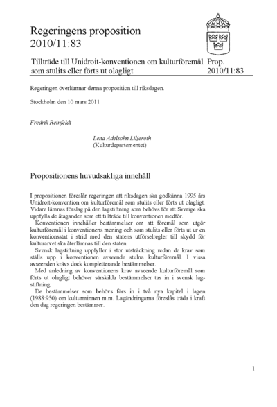 Omslaget till prop. 2010/11:83