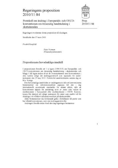 Omslaget till prop. 2010/11:84