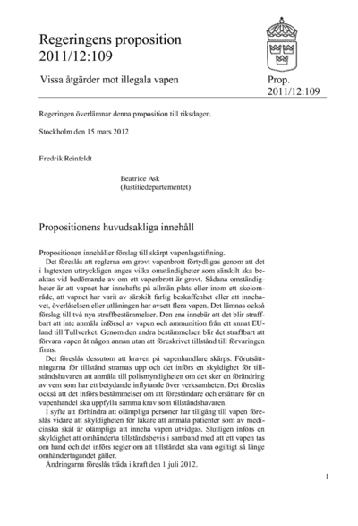 Omslaget till prop. 2011/12:109