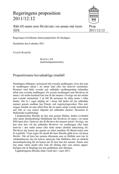 Omslaget till prop. 2011/12:12
