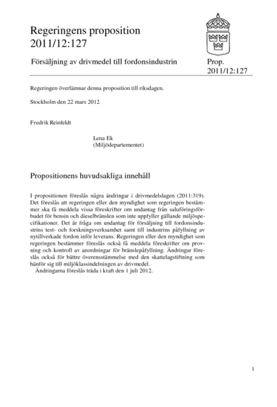 Omslaget till prop. 2011/12:127