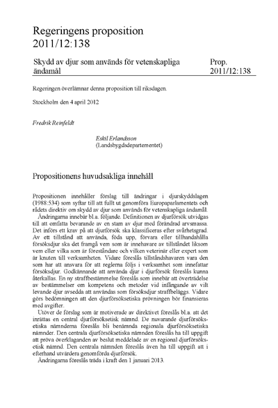 Omslaget till prop. 2011/12:138