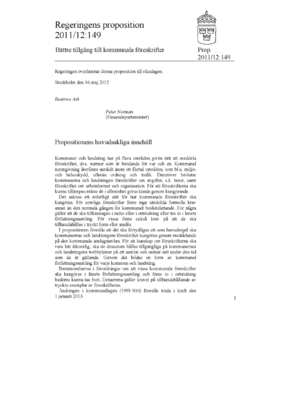 Omslaget till prop. 2011/12:149