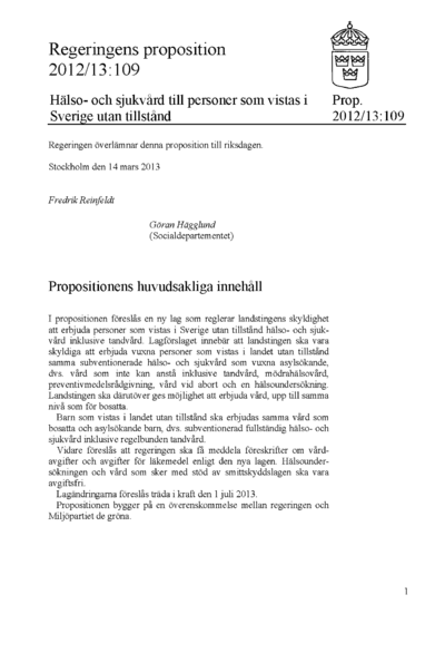 Omslaget till prop. 2012/13:109
