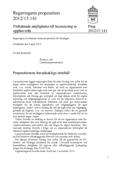 Omslaget till prop. 2012/13:141