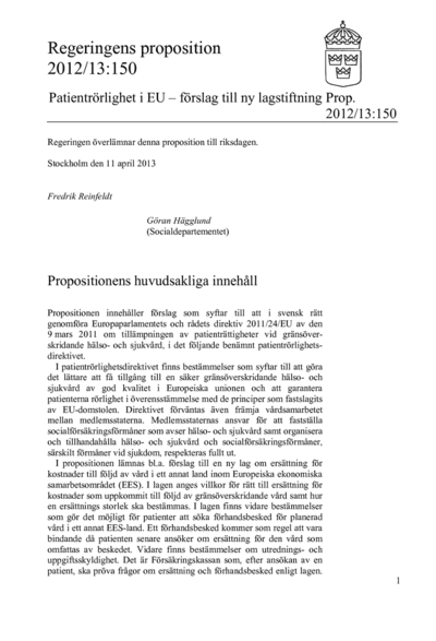 Omslaget till prop. 2012/13:150