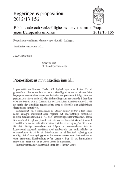Omslaget till prop. 2012/13:156